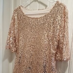 BOGO Rose Gold Sequin Short Sleeve Blouse